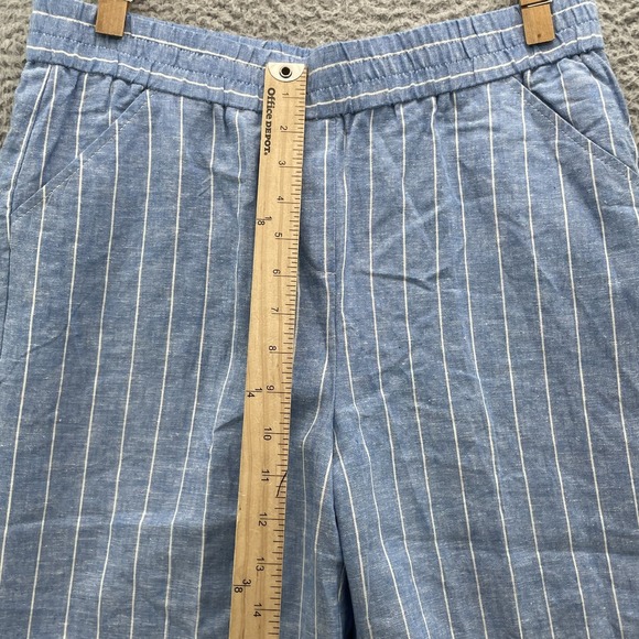 Land n Sea Linen Blend Pants Womens Medium Capri Blue Coastal Boho Chic Academia - Picture 5 of 11